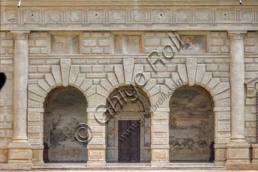 Mantua, Palazzo Te (Gonzaga's Summer residence), Cortile d'Onore (the Courtyard of Honour): the Loggia of the Muses.