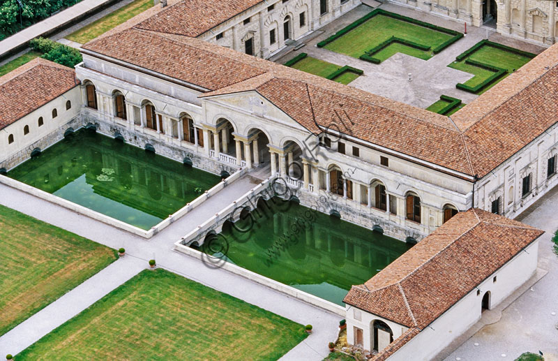  Mantua, Palazzo Te (Gonzaga's summer residence), aerial view of the fish pools.