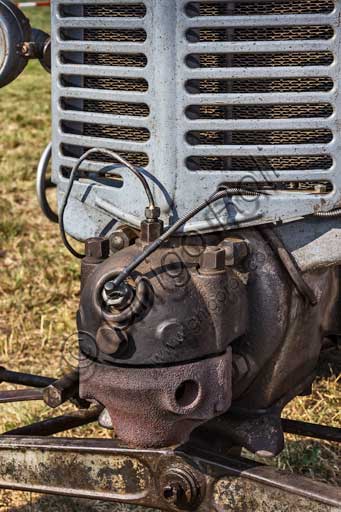 Old Tractor. Detail.Make: LandiniModel: L25/30Year: 1956Fuel: Diesel oilNumber of Cylinders:Displacement: 4.000 - 5.000 cc ?Horse Power: 25 HP at the wheel and 30 HP  at the PTO (Power Take-Off)Characteristics: