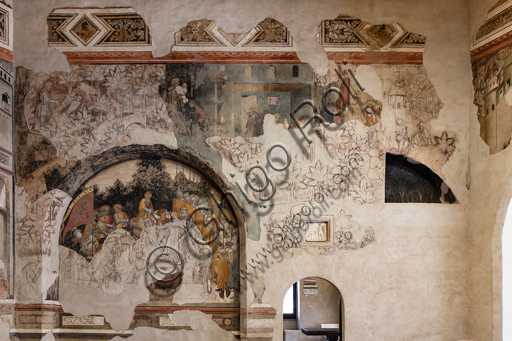 Foligno, Palazzo Trinci:  la Loggia di Romolo e Remo sulla vita dei leggendari fondatori di Roma ai quali, i Trinci, volevano idealmente ricollegarsi.  La decorazione viene affidata a Gentile da Fabriano, il massimo esponente del gotico internazionale in Italia, con aiuti (Jacopo Bellini, Paolo Nocchi, Francesco Giambono da Bologna e Battista di Domenico da Padova), e realizzata trail  1411 e 1412.  Particolare: "Martirio di Rea Silvia". 