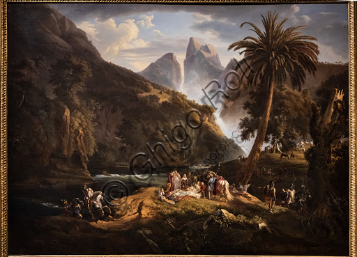Massimo D'Azeglio: "La morte del Conte Josselin de Montmorency, presso Tolemaide (Palestina), olio su tela, 1825.