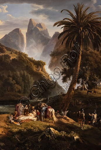 Massimo D'Azeglio: "La morte del Conte Josselin de Montmorency, presso Tolemaide (Palestina), olio su tela, 1825. Particolare.