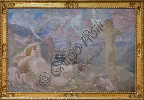 Piacenza, Galleria Ricci Oddi: "Mater Matuta or Dawn" (1907 - 1923), oil painting by Adolfo De Carolis (1874 - 1928).