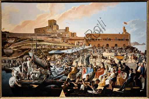 Paolo Albertis: "La mattanza dei tonni a Solanto alla presenza dei reali", olio su tela, 1819.