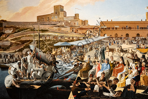 Paolo Albertis: "The tuna fish mattanza in Solanto at the presence of the royal family", oil painting, 1819.