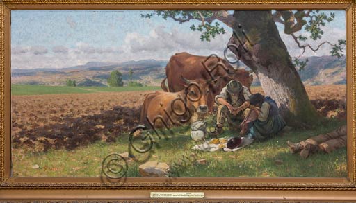 Piacenza, Galleria Ricci Oddi:  "Meriggio, l'ora del pasto" (1900 circa), olio su tela di Stefano Bruzzi (1835 - 1911).