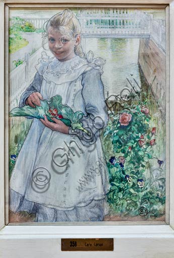 Piacenza, Galleria Ricci Oddi:  "La mia bambina con le fragole" (1904), tempera su cartone di Carl Larsson (1855 - 1919).