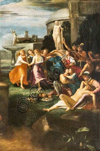 Modena, Galleria Estense: "Tentazione di San Girolamo (San Girolamo nel deserto, tormentato dal ricordo delle danzatrici di Roma)" autore Ignoto (di ambito emiliano).olio su tela, cm. 161 x 227, particolare,