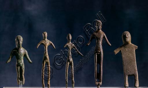  Modena, Civic Museum of Archaelogy and Ethnology: Bronze figurines from the votive ditch (stipe) at the Brazzano Lake, near Montese. VI - II centuries B.C.