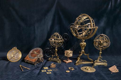  Modena, Civic Museum of Art: Scientific tools (armillary spheres and compasses) from the collections of the Museum.