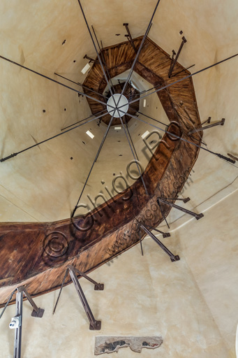 Modena, Ghirlandina Tower: the octagonal spiral staircase in the summit spire of the tower.