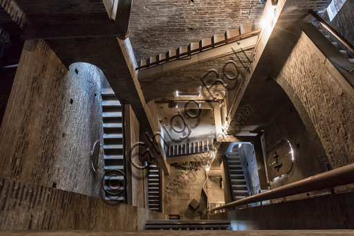 Modena, Ghirlandina Tower: view of the internal stairway.
