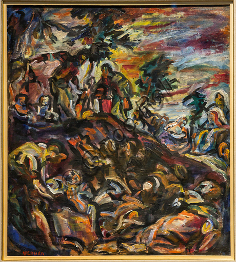 Museo Novecento: "Feeding the Multitude", by Emilio Vedova, 1942. Oil painting on canvas.