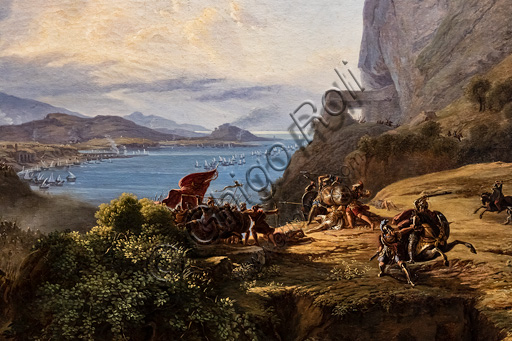 Massimo D'Azeglio: "The death of Leonidas (Thermopylae Pass)", oil painting on canvas, 1823.
