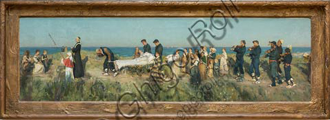 Piacenza, Galleria Ricci Oddi:  "Il morticello" (1884), olio su tela applicata su tavola, di Francesco Paolo Michetti (1851 - 1929).