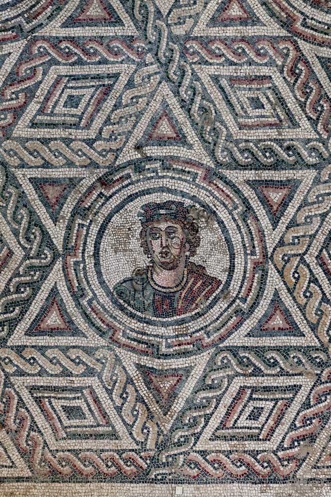 Piazza Armerina, Roman Villa of Casale, which was probably an imperial urban palace. Today it is a UNESCO World Heritage Site. Detail of the floor mosaic.