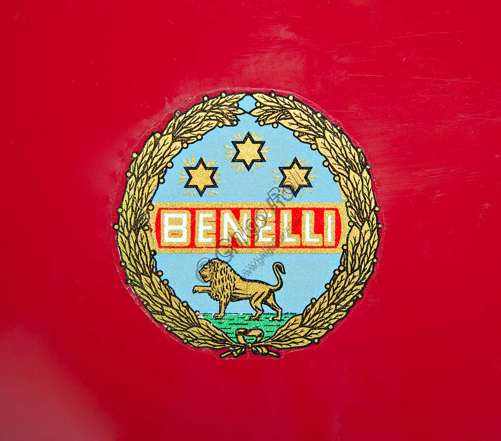 Ancient Motorbike Benelli 175 Bialbero Corsa. Trademark.