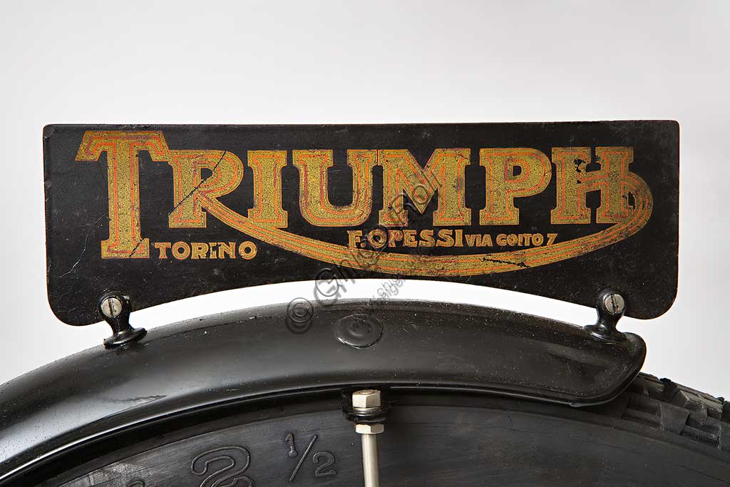 Ancient Motorbike Triumph H Side. Trademark.