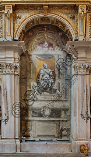 Genova, Duomo (Cattedrale di S. Lorenzo), interno, Cappella Lercari o del Santissimo Sacramento (abside settentrionale),  fianco settentrionale: "Il munumento funebre di Franco Lercari", di Luca Cambiaso, post 1569.