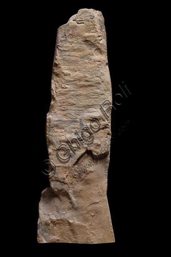 Museo Civico Archeologico di Bologna: Cippo con iscrizione, da Monteacuto Ragazza.Inventario 27850 