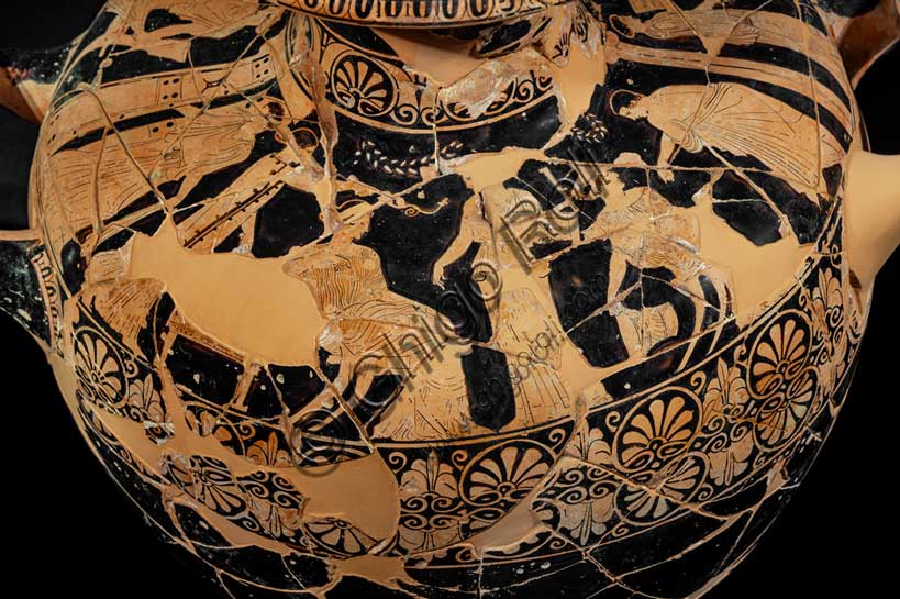 Museo Civico Archeologico di Bologna: hydria a figure rosse.Inv. 20100. Particolare.