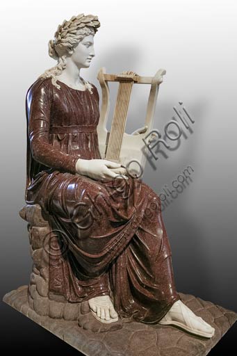  Naples, National Archaeological Museum: statue of the goddess Rome (Dea Roma) playing a zither. In the 19th Century it was restored as an "Apollo seated with lyre". Porphyry and marble. 2nd century AD. From the Farnese Collection.
