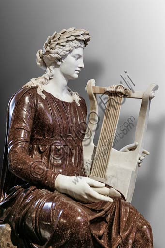  Naples, National Archaeological Museum: statue of the goddess Rome (Dea Roma) playing a zither. In the 19th Century it was restored as an "Apollo seated with lyre". Porphyry and marble. 2nd century AD. From the Farnese Collection.