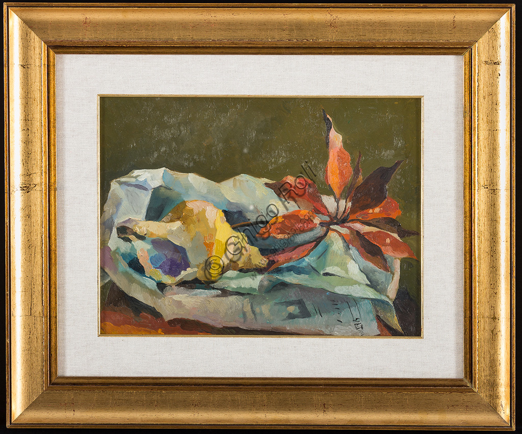  Assicoop - Unipol Collection:Claudio Spattini (1922 - 2010): "Still Life". Oil painting,  cm 40 x 30.