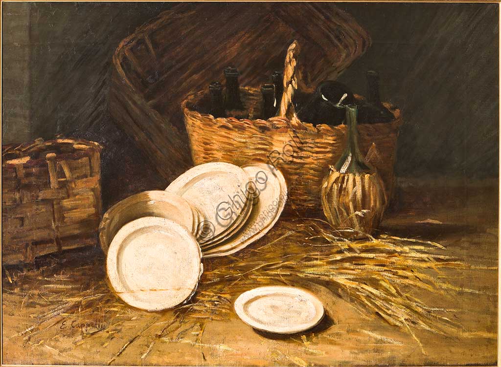 Collezione Assicoop - Unipol: Evaristo Cappelli (1868-1951), "Natura Morta". Olio su tela, cm. 110x80.