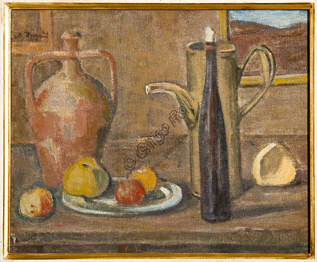 Assicoop - Unipol Collection:  Mauro Reggiani (1897-1960), "Still Life". Oil painting, cm 35 X 45.