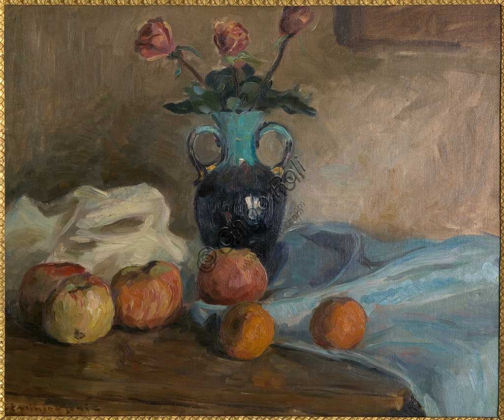 Collezione Assicoop - Unipol: " Natura morta", 1920 circa, olio su tela applicata a cartone, di Casimiro Jodi (1886 - 1948)