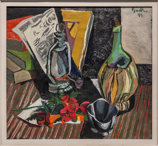 Museo Novecento: "Still life with newspaper", by Renato Guttuso, 1943. Oil painting on canvas.