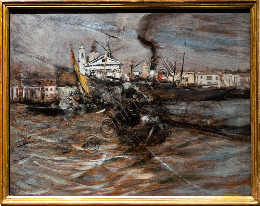 “Boats in Venice”, by Giovanni Boldini, 1887, oil painting on panel.