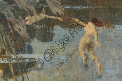 Piacenza, Galleria Ricci Oddi: detail of "The nymphs" (1911), oil painting by Ettore Tito (1859 - 1941).