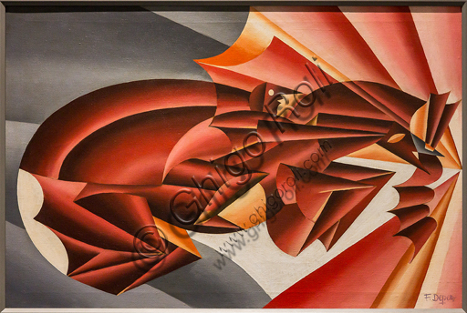 Museo Novecento: "Neigh in speed", 1932, by Fortunato Depero. Oil painting on canvas.
