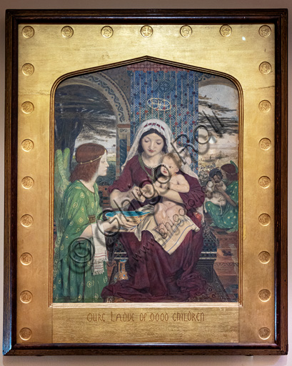  "Our Lady of Good Children",  (1847-61) by Ford Madox Brown (1821 - 93); watercolour  and golden coloured paint on paper.