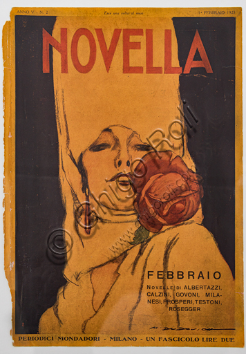 “Novella, n. 2, 1 febbraio 1923”, illustrazione di Marcello Dudovich per la copertina della rivista italiana, 1923, stampa tipografica.