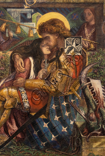  "The Wedding of St. George and Princess Sabra", (1857) by Dante Gabriel Rossetti (1828-1882); watercolour on paper. Detail.