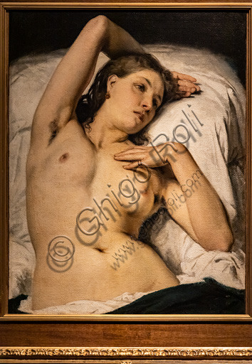 Francesco Hayez: "Nude of Woman (Resting Model)", oil painting, 1850-60.