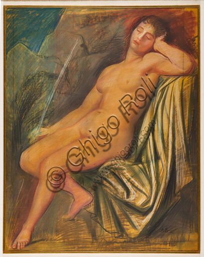 Collezione Assicoop - Unipol: Achille Funi (Ferrara,1890 - 1972), "Nudo di fanciulla", 1930, tecnica mista su cartone.