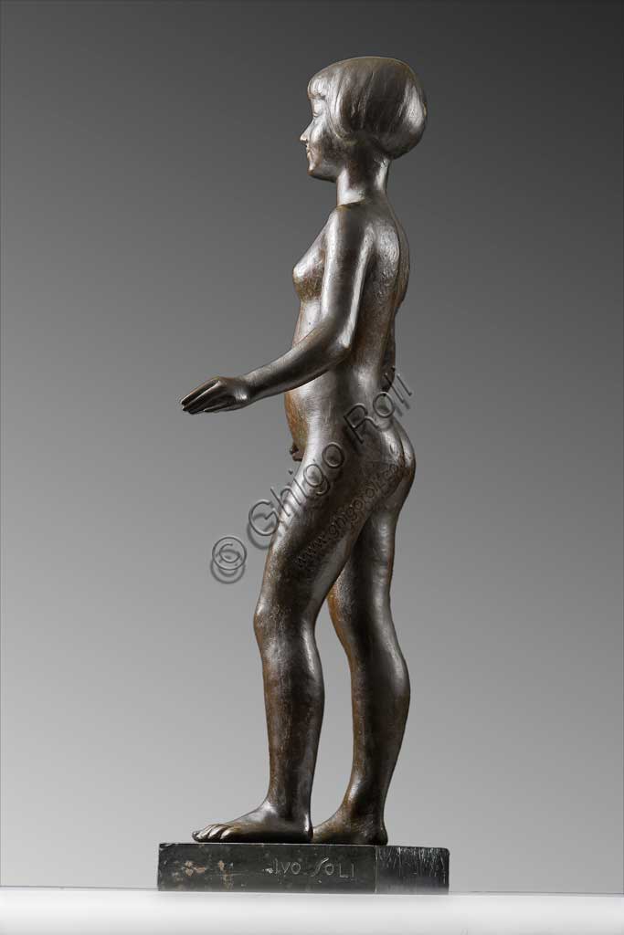 Assicoop - Unipol Collection: Ivo Soli (1898 - 1976), "Girl Nude". Bronze, h. cm 78.