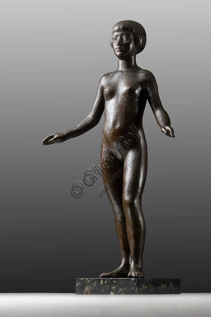 Assicoop - Unipol Collection: Ivo Soli (1898 - 1976), "Girl Nude". Bronze, h. cm 78.