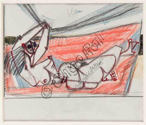 Collezione Assicoop - Unipol,  inv. n° 416: Enrico Prampolini (1894 - 1956), "Nudo femminile sdraiato", 1946 -7. Pastello su carta.