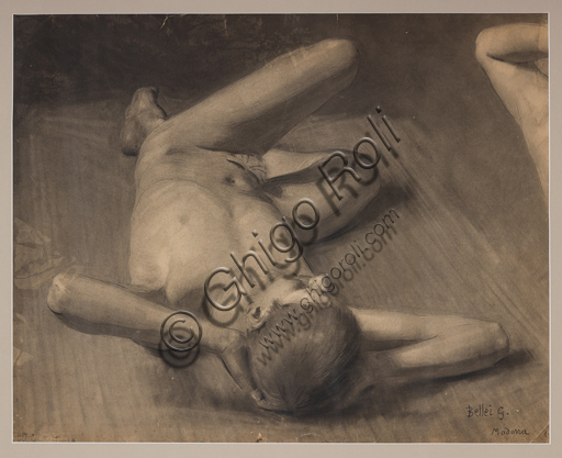 Assicoop - Unipol Collection: Gaetano Bellei (1857 - 1922), "Male Nude", pencil on paper.