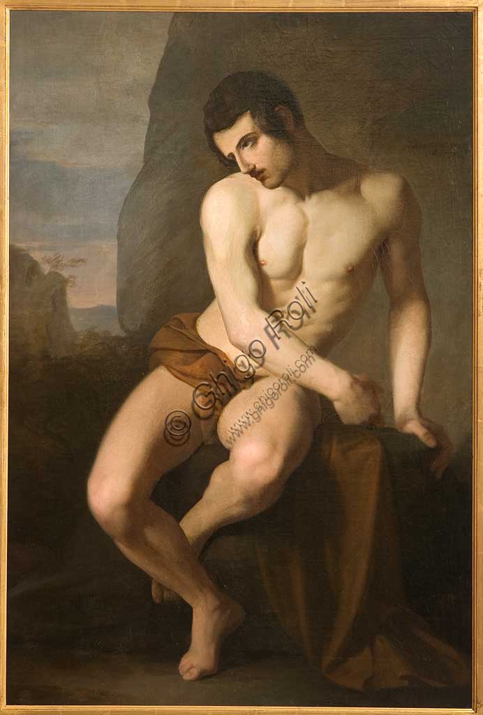Collezione Assicoop - Unipol: "Nudo maschile (Prometeo)", di Adeodato Malatesta (1806 - 1891), olio su tela.