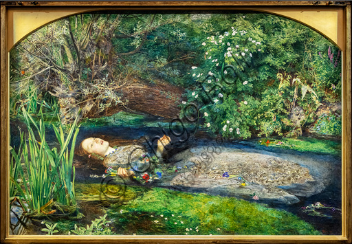  "Ophelia",  (1851-2)  by John Everett Millais (1829 - 96); oil painting on canvas.