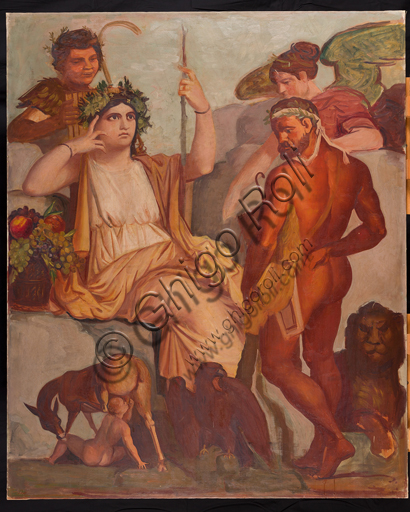 Assicoop - Unipol Collection: Achille Funi (Ferrara,1890 - 1972), "Tribute to the Pompeian school", oil on canvas.