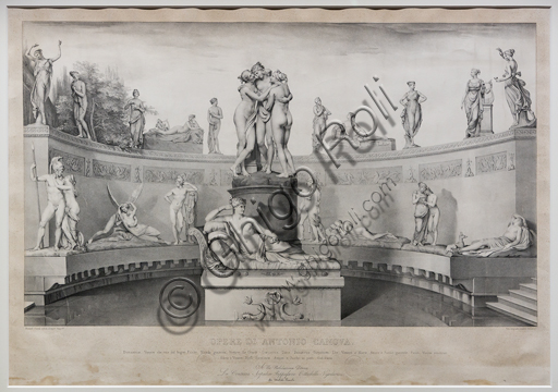 "Opere di Antonio Canova: Statue gentili e amorose",  1841, di Michele Fanoli, litografia su carta velina controfondata.