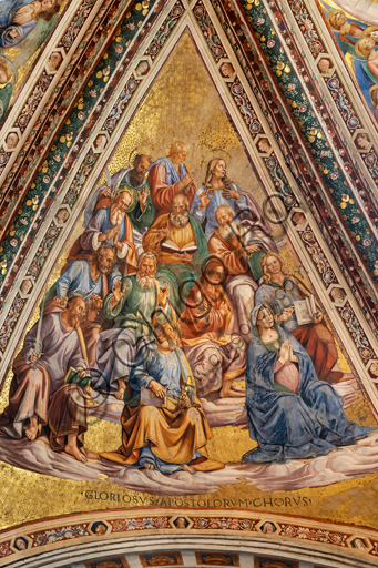 Orvieto, Basilica Cattedrale di Santa Maria Assunta (o Duomo), interno, Cappella Nova o Cappella di S. Brizio, la volta: vela con Coro degli Apostoli, di Luca Signorelli 1500 - 1504.