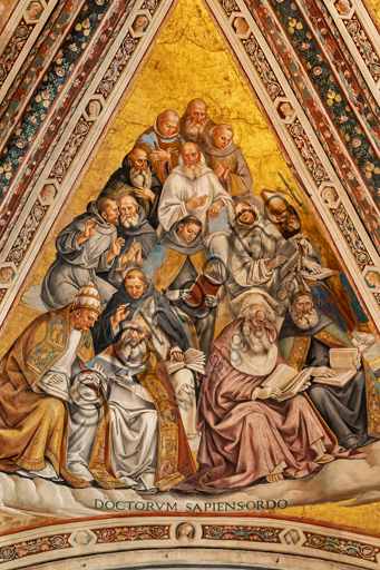 Orvieto, Basilica Cattedrale di Santa Maria Assunta (o Duomo), interno, Cappella Nova o Cappella di S. Brizio, la volta: vela con I Patriarchi, di Luca Signorelli 1500 - 1504. 